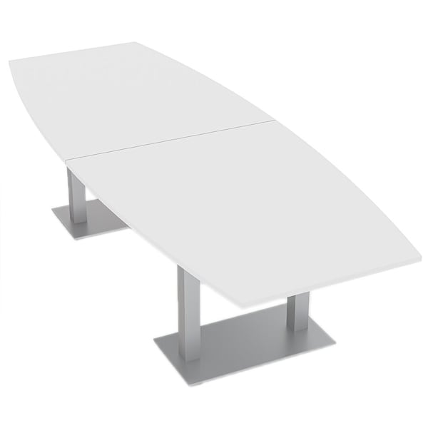 Boat Shaped 10 Person Conference Room Table, 46" W, 10 ft L, 29" H, White